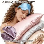 5Pcs Silky Sleep Mask Eye Masks Breathable Soft Satin Pillowcases Set for Sleeping Similar to Silk Pillowcase Travel Gift