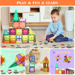 108 Piece Magnetic Tiles, Magnet Building Blocks Set For Kids Toddlers, Stem Construction Toys With Gift Box For All Ages Boys Girls