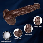9 Inch Realistic Huge Thick Dildo With Strong Flared Suction Cup Base For Hands-Free Play, G-Spot Big Realistic Dildo Sex Toys For Women And Men(Brown)