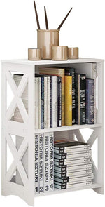 End Bedside Table 3 Tier - Perfect for Small Spaces, Living Rooms, Offices & Dorms | Compact Bathroom Nightstand Shelf - White