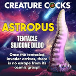 Astropus Tentacle Silicone Dildo For Men, Women & Couples. Fantasy Dildo & Strong Suction Cup Base. Harness Compatible, Stimulating Textures. 1 Piece, White & Purple.