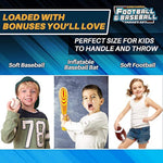 Inflatable Double-Sided Baseball & Football Target Set - Blow Up Toy With Soft Football, Baseball & Inflatable Bat - Fun Toss Games For Indoor, Outdoor, Backyard & Party Favor - 5 Feet