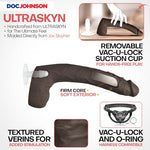 Doc Johnson Signature Series - Jax Slayher - 10 Inch Realistic ULTRASKYN Dildo with Removable Vac-U-Lock Suction Cup - F-Machine & Harness Compatible - for Adults Only, Chocolate
