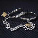 Metal Bondage Handcuffs Footcuffs Restraint Bondage Oval Cuffs With Iron Chain Slaves Lock Bdsm Sex Toys (D)