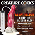 Resurrector Phoenix Squirting Silicone Dildo For Men, Women & Couples. Fantasy Creature. Strong Suction Cup Base & Stimulating Textures, 2 Pieces, Red & White.