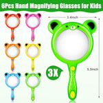 6Pcs Kids Magnifying Glass, Colorful Magnifying Glass For Kids, Hand Toy Magnify Glasses, Mini Magnifier Glasses For Science Class Reading Outdoor Observation Party Favor