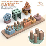 Montessori Toys For 1+ Year Old – Wooden Shape Sorter & Stacking Puzzle – Toddler Learning, Fine Motor Skills & Developmental Toy For Boys & Girls