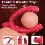 Double Dildo Sex Toys - G-Spot Vibrator Double Sided Ended Lesbian Sex Toys For Couple With 10 Vibrating Modes, Long Realistic Strapless Dildo For Anal Pegging Play, Adult Rose Toys For Women Gay