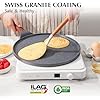 Nonstick Crepe Pan, Swiss Granite Coating Dosa Pan Pancake Flat Skillet Tawa Griddle 10-Inch with Stay-Cool Handle, Induction Compatible, PFOA Free