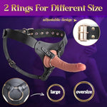 Strap-On Dildo Harness for Men, Women, and Couples - Adjustable Vegan Leather Belt with 2 ORings