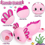 Axolotl Plush, 13" Soft Stuffed Animal Plush Toy, Cute Axolotl Plushies Pillow, Kawaii Plushies Dolls For Kids, Pink Axolotl Gift For Girls Boys