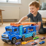 Toddler Car Truck Toys For 3 4 5 6 7 8 Years Old Boys, Transporter Truck Toy Track Set With 12 Die-Cast Car Toys, Toy Gifts For 3 4 5 6 Year Old Boys Kids