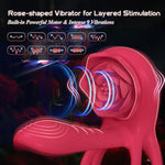 Vibrating Cock Ring Penis Sleeve With Rose Clitoral Stimulator, Penis Ring Vibrator Couples Adult Sex Toys For Men Women, Male Female Couple Sex Toy With G Spot Clitoris Vibrator