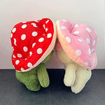 Frog Plush Cute Frog Mushroom Hat Stuffed Animals Kawaii Plush Toys Throw Pillow Home Room Decor Aesthetic Gift(Light Green Frog Red Hat)