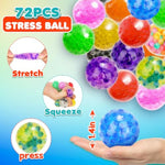 Squishy Stress Balls Fidget Toys - 72 Pack Squishy Toys Stress Ball For Anxiety, Fidget Stress Toys Bulk, Squeeze Balls For Adult Teen- Fidgets For Classroom Prize - Party Favors Goodie Bag Stuffer