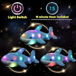 Led Plush Shark Lighting Up Stuffed Animal Floppy Night Lights Glow In The Dark Birthday Festival For Kids Toddler Girls, Blue, 16''