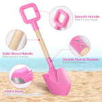 3Pcs Long Beach Shovels 16" Metal Kids Beach Spades Sand Shovels Toys With Wood Handle For Digging Shoveling Snow Sandbox Toys Set For Kids & Adults