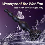 Rose-Shaped Waterproof Anal Bead with 9 Vibration Modes for Men and Women