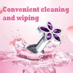 Small Anal Plug Beginner Width Flowers Purple Jeweled Butt Plug, Graduated Anus Beaded Training Adult Sex Toy For Women Men And Couples (108Mm)