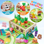 Toddler Montessori Wooden Farm Toys | Babies 12-18 Months Toy With Game Map For 1 2 3 Year Old Boys Girls | 1St First Birthday Gifts For 1-2 Years | Wood Learning Educational Toys Fine Motor Skills