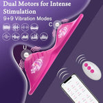 App Remote Control Vibrator- Novelties Clit Stimulator Butterfly Sit And Ride Women Sex Toy With 9+9 Vibration Modes,Dual Motor Wearable Clit Vibrator Adult Sex Toy For Female Pleasure Rose Pink