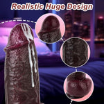 Thrusting Huge Thick Dildo Vibrator 2.5'' Diameter,Realistic Silicone Big Penis Women Sex Toys With Suction Cup,Remote Control Heated Anal G Spot Black Dildo With 3 Quick Telescopic&10 Vibration Modes