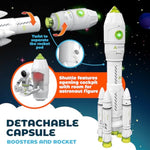 Space Adventure Playset - Stem Rocket Ship With Astronaut Figures, Detachable Shuttle & Rover - Educational Space Exploration Toy For Kids Ages 3–8, Imaginative Learning Gift