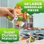 Giant Floor Puzzles For Kids Ages 4-6 - 2X3 Feet Extra-Thick 48 Pieces Toddler Puzzle Ages 3-5 – Forest Educational Activity For Boys Girls – Premium Box With Sturdy Handle & Magnetic Closure