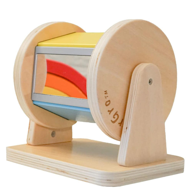 Montessori Wooden Rainbow Spinning Toy Drum Montessori Baby Toy 3 Months 2