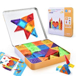 56Pcs Mini Magnetic Tiles, Portable Magnetic Toy Travel Set For Kids, Includes Iron Storage Box, Puzzle Toy For Boys And Girls Ages 3+, Creative Building Toy Set, Holiday