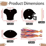 36 Pcs Football Scratch Art Cards with Colorful Ribbons, Party Craft Supplies