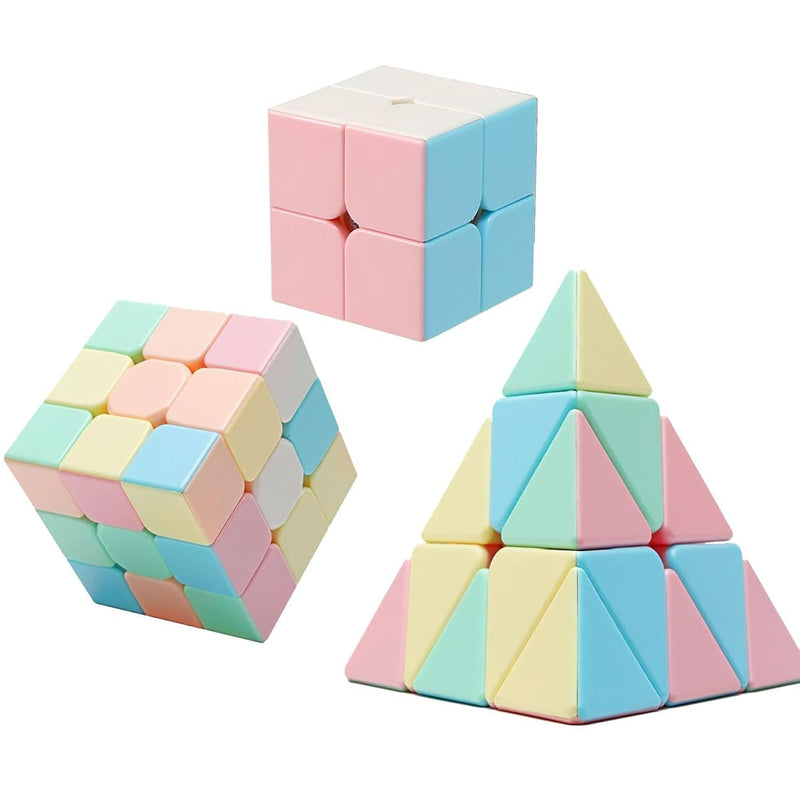 Magic Cube Set, Educational Speed Cubes 3 Pack Of 2X2X2 3X3X3 Pyramid Smoot