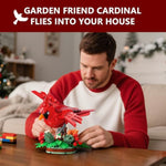 Northern Cardinal Building Block Set, Male Northern Cardinal Fly In Winterberry Plant Bush, Red Bird Figurine, Ideal For Home And Office Décor, Christmas Toy Gift For Kids, Adults