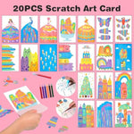 Squeegee Art Craft Kit for Kids with Rainbow Scratch Notebooks & Painting Activities