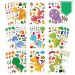 36 Pcs Reusable Make-a-Face Sticker Sheets, Mix & Match Dinosaur Craft Set for Kids