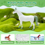 Wooden Horse Stable Playset, 8Pcs Horse Toys With Take-Along Horse Stable And Name Sticker, Farm Animals Toys For Kids 3-5, Toy Horses For Girls 6-12, Gift For Boys Girls Birthday Christmas