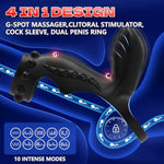 Vibrating Penis Ring Cock Sleeve - Clitoral G-Spot Vibrator Penis Extender With 10 Intense Vibration Modes, Dual Ring Adult Sex Toys Stimulator Massager For Men Erection Enhancing & Female Pleasure