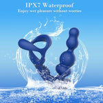 Rotating Vibrating Anal Prostate Vibrator - 4 In 1 Remote Control Anal Beads Butt Plug Dildo With Double Penis Rings & 3 Rotation 10 Vibration Modes, Silicone P-Spot Massager Adult Sex Toys For Men