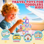 Magnetic Tiles Travel Toys For Kids 52Pcs, Airplane Travel Essential Activities Magnet Building Toys For Boys Girls 3-8 Road Trip ?Sensory Toy, Educational Gifts For Toddler 3 4 5 Year Old