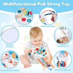 0-3-6-12 Months Baby Toys, 5 In 1 Montessori Toys For Babies, Teething Toy & Stacking Building Block & Ring & Silicone Pull String, Sensory Development Baby Infant Toy, Gift For Babies
