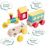 Wooden Train Set | Educational Building Toys With Snap-On Design, Eco-Friendly Solid Wood Tracks & Non-Toxic Materials For Ages 3-8