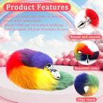 Rainbow Anal Butt Plug Fox Tail Adult Sex Toys For Women Men Couple Game Play Stainless Steel Butt Plugs Sex Toys