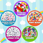 1500+ Pcs Pipe Cleaners Craft Supplies Kit with Pom Poms, Feathers & Wiggle Eyes