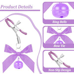 2Pcs Body Jewelry Non Piercing, Adjustable Nipple Clamps For Adult, Stainless Steel Bow Nipples Clips With Bell, Pressure Nipples Clamps With Chain, Purple Nipple Jewelry For Adults