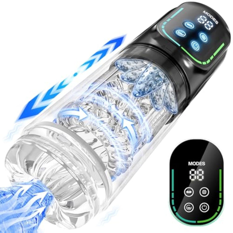 Sex Toys Male Masturbator Adult Toys, Male Sex Toy For Men Penis Pump Pocket Pussy 3D Male Stroker Male Masturbators With 3 Pump & 7Thrusting Rotating Vibrating Sucking Lcd Sex Games