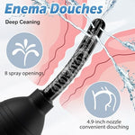 Enema Anal Douche for Men Women, Enema Bulb with Silicone Nozzle, Colon Cleanse Anal Cleaner Flusher for Shower Douches, 360° Deep Cleansing Feminine Care Kit with Lube for Men Women, 10.9oz Black