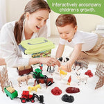 32Pcs Farm Playset For Toddlers 1-3 Plastic Animal Figures Toys Double Farm Tractor Toys For Kids 3-5 Storage Box Ideal Festivals Birthday Gift