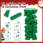 Christmas Wooden Blocks Stacking Game, Green Tree Collapsible Tower Game For Family Game Nights, Parties & Festive Decor, Suitable For Indoor/Outdoor Play