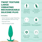 Bump Texture Small Vibrating Anal Plug - Rechargeable Silicone Butt Plugs, Anal Sex Toys For Adults - Mint Green