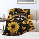 Raccoon Blanket Cute Raccoon Lover Floral Animal Throw Blankets Gifts For Girls Boys Kids Soft Cozy Fleece Plush For Couch Sofa Bed 50"X40"